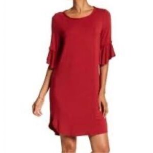 Max Studio ruffle sleeve rayon spandex T shirt dress size Large